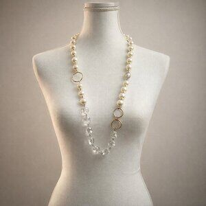 Vintage Long Necklace Faux Pearl Beaded Strand with Original Tag
